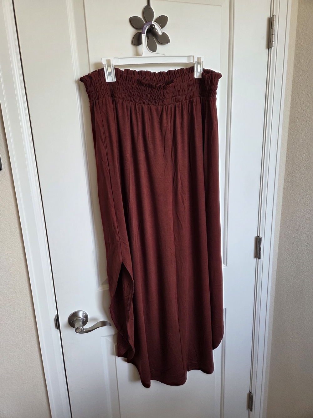 Zenana Outfitters Plus Smocked Waist Maxi Skirt, Side Slits And Pockets 1X 2X 3X